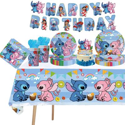 Lilo & Stitch Narozeninové Párty Potřeby: Papírové talíře, Ubrousky, Bannery, Ubrus a Dekorace