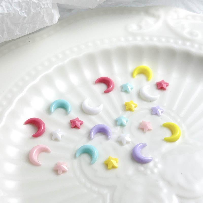 New Nail Art Resin Star Moon Ornaments Mini Small Macaron Nails DIY Phone Case Decoration