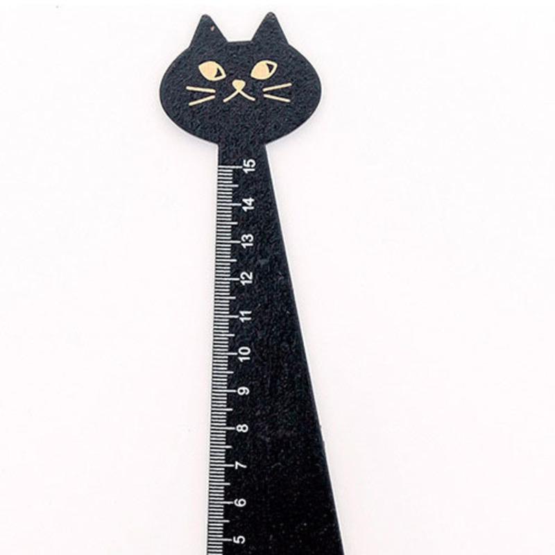 1 Piece Cute Cat Straight Ruler Wooden Kawaii Tools Stationery Cartoon Drawing