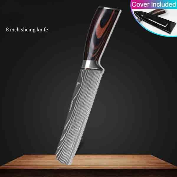 

Кухонные ножи из нержавеющей стали7CR17 440C, лазерный дамасский японский нож Santoku, универсальный нож шеф-повара для нарезки