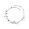 925 Sterling Silver Double Layer Zircon Star Round Bead Charm  for Women Elegant Jewelry Pulseras Sl220