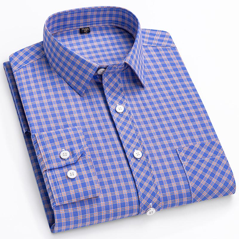 Spring Summer Thin Men's Shirt Long-Sleeved Cotton Plaid Shirt Formal Fashion Soft Breathable Classic Basic Casual  Shirts