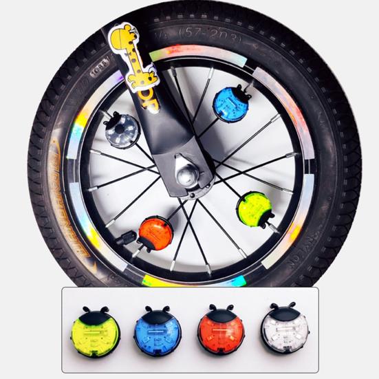 Kids Balance Bike Spoke Light Waterproof Ladybug Shape Road Mountain Bike Wheel Decoration Lamp Night Riding LED Safety Warning Lamp Bike Accessories
