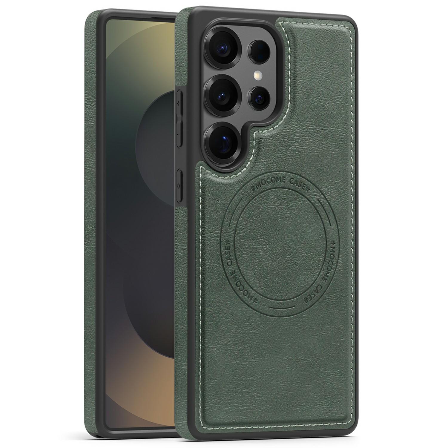 

Для Samsung Galaxy S25 Ultra Чохол Сумісний з MagSafe Шкіряна Задня Кришка для Телефону Blackish Green