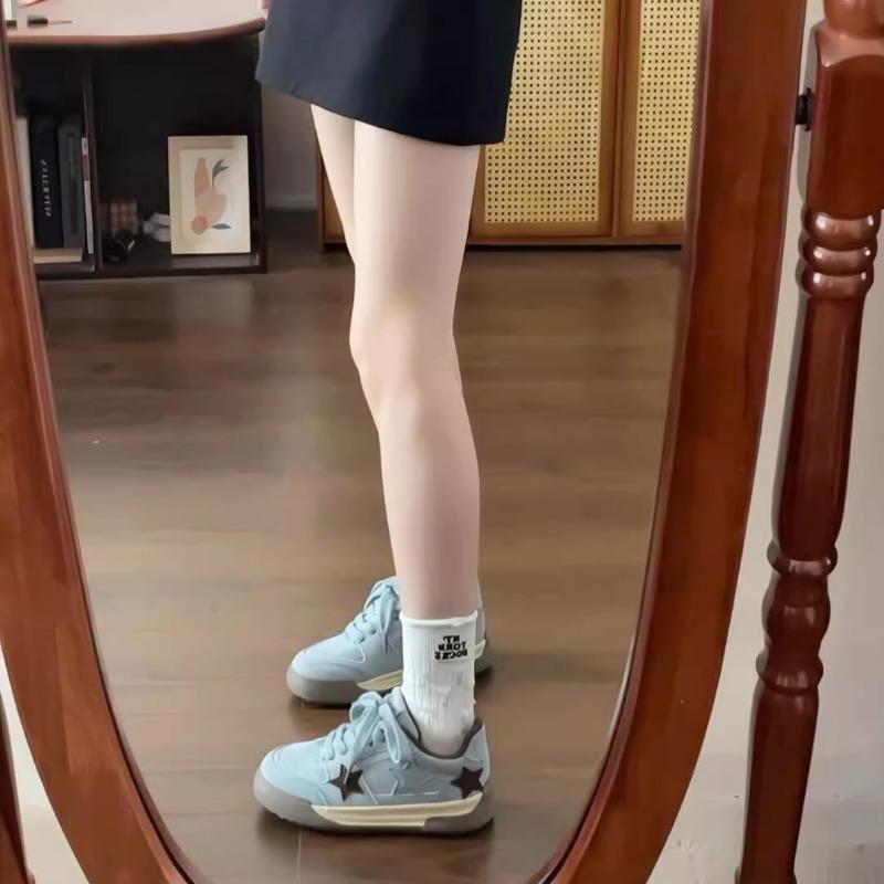 Tutu Song, originelles Nischen-Design Schuhe Damen Herbst und Winter vielseitig Retro Smogblau Sternschuhe dicke Sohle Schuhe
