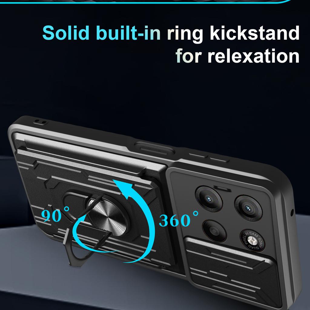 For Motorola Moto G15 4G Case PC+TPU Kickstand Phone Back Cover with Camera Slider