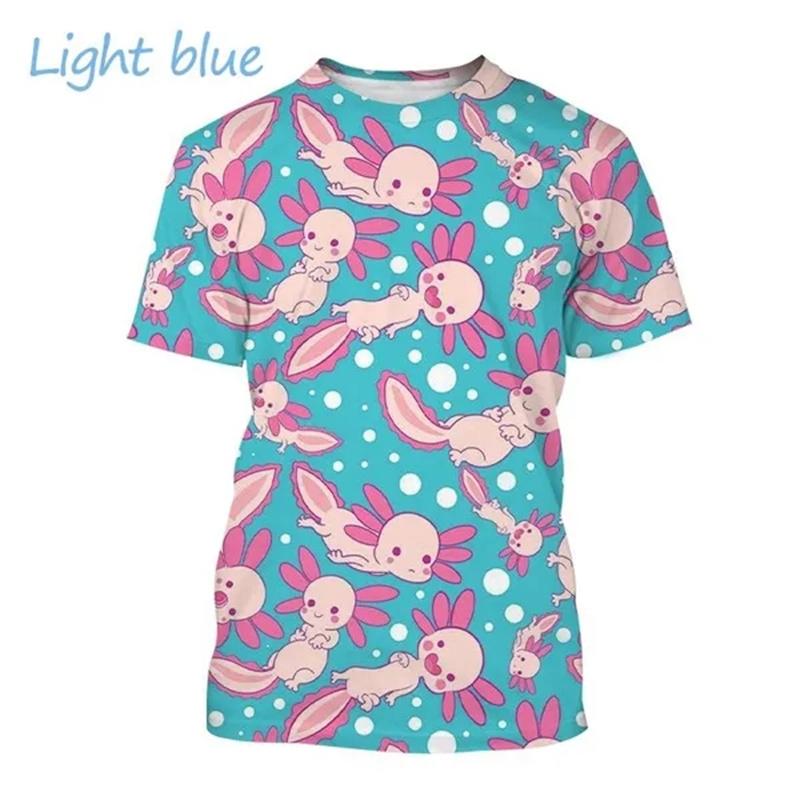 Hot Sale New Axolotl 3D Printed T-shirt Personality Animal Unisex Comfortable Round Neck Print Streetwear Tops Men Women Tees