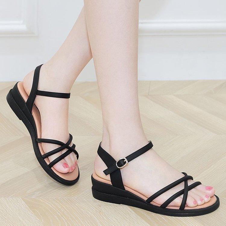 

Slope heel sandals women s 2025 summer new fashion versatile soft sole one pedal open-toed women s shoes hollow beach shoes women 35
