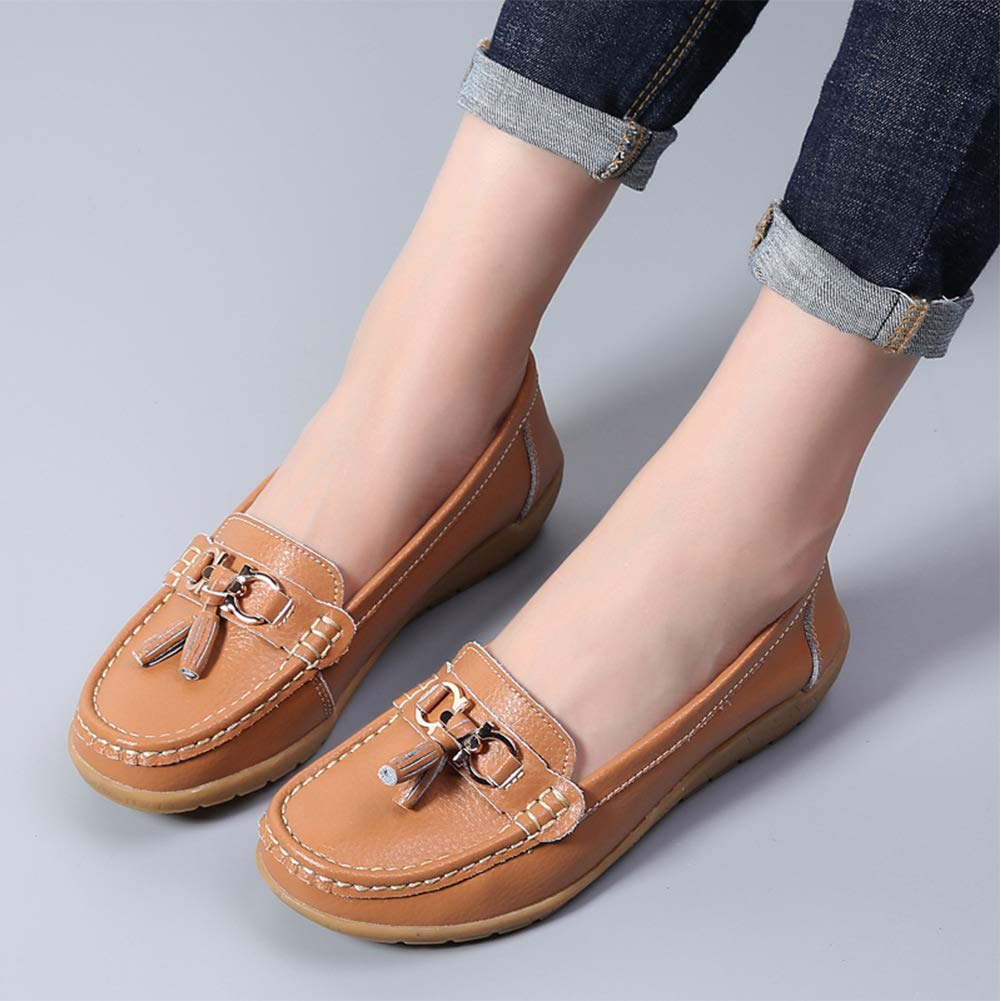 Nomioce Genuine Soft and Mom Nurse Casual Driving Size Women's Moccasins, Loafers, Pumps, Flats, Slip-On Sandals, Leather, Comfortable, Shoes, Shoes,