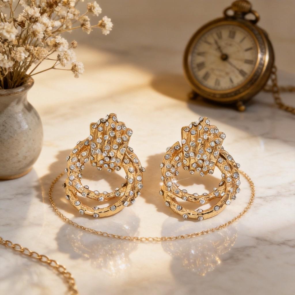 Geometric Statement Earrings For Women With Zinc Alloy Plating Fashion Winter