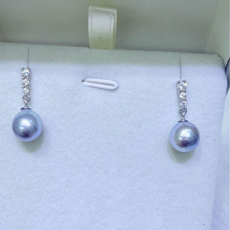 8-9mm High-End Salzwasser Akoya Perle Sterlingsilber Ohrstecker