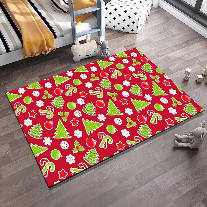 Festive Christmas Pattern Rug Non-slip rug suitable for living room and bedroom sofas
