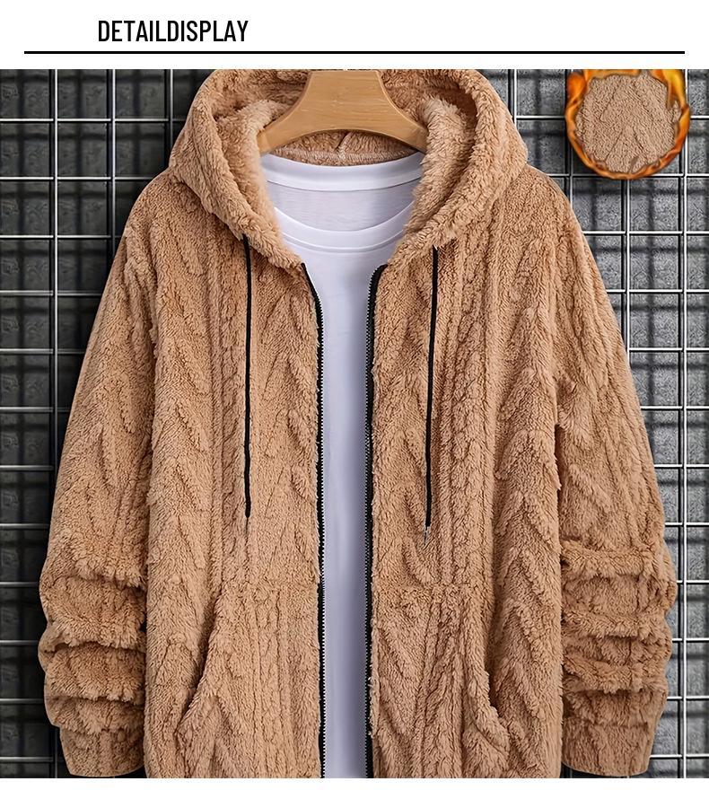 2024 Winter Double-sided Fleece Youth Hooded Sweatshirt - Men's Lambswool Pullover Jacket (Thickened)