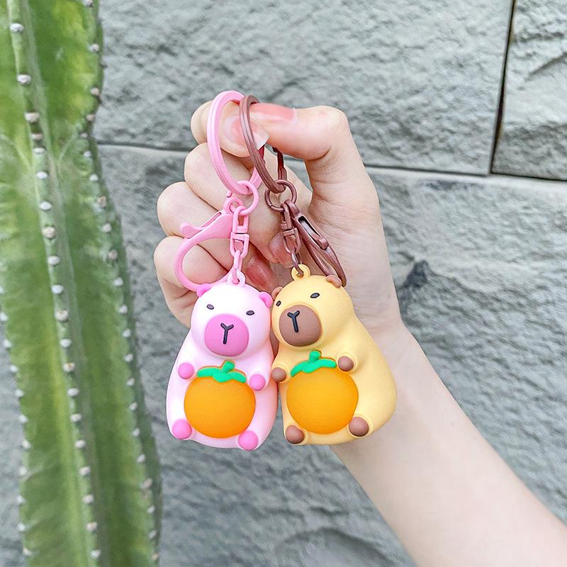 Leuchtender Capybara Plüsch Schlüsselanhänger Anhänger - Niedlicher Rucksackanhänger Geschenk