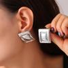 Europejskie i amerykańskie kolczyki Ins Fashion Geometryczne prostokątne - stal nierdzewna platerowana 18-karatowym złotem
