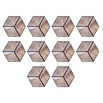 Hexagonal Imitation Wood Grain Ceramic Tile Stickers Waterproof Non Slip Floor Sticker Decoration