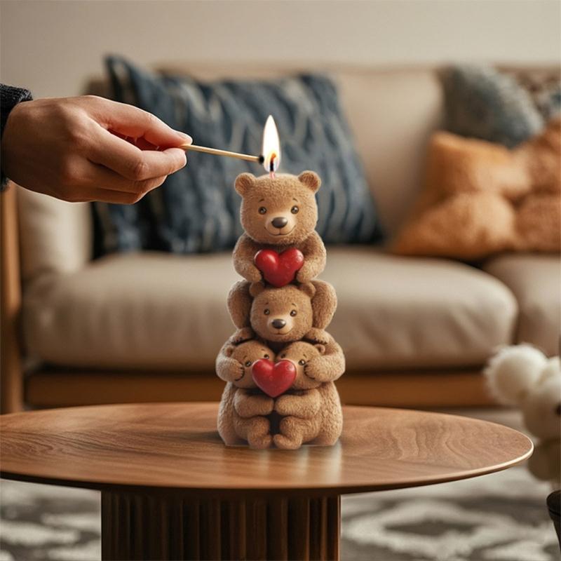 Stackable Bear Silicone Mould For Household Candle Soap Plasters Craft Family Projects Reusable