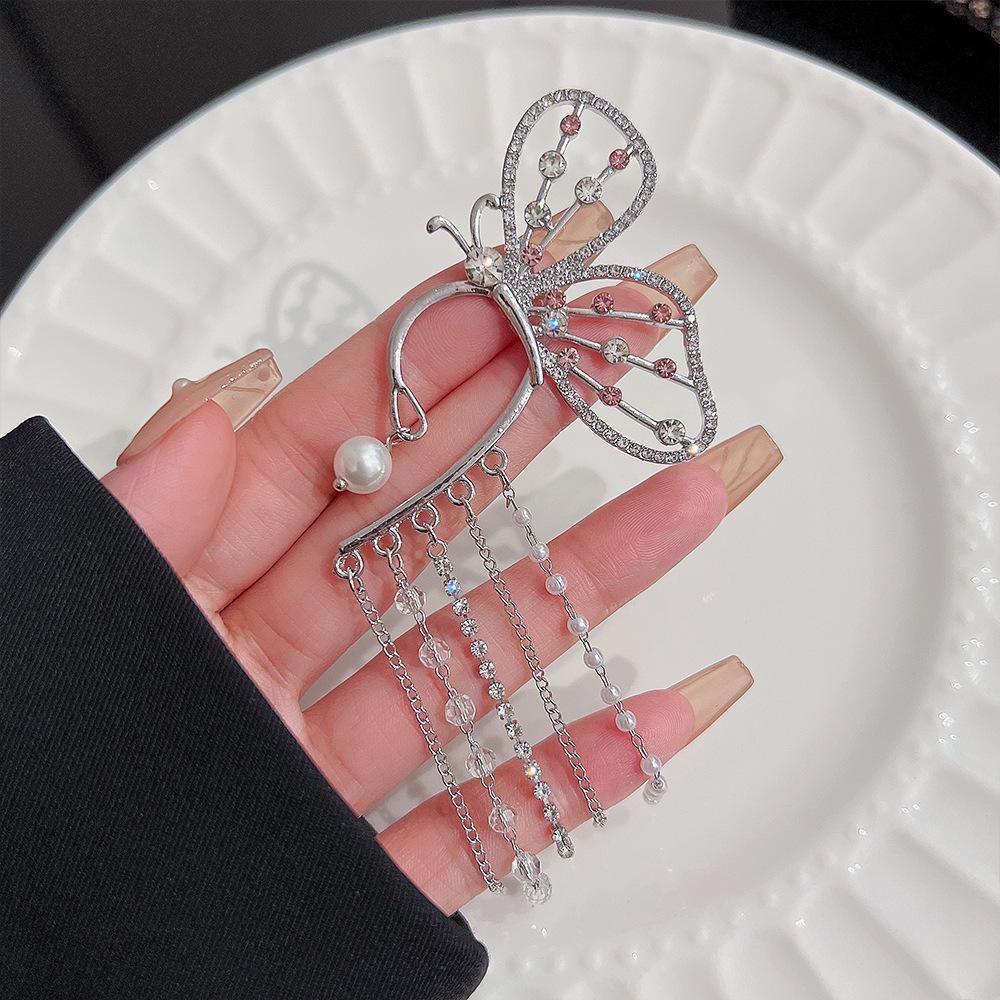 Fairy Butterfly Rhinestone Tassel Long Ear Hanging Girl