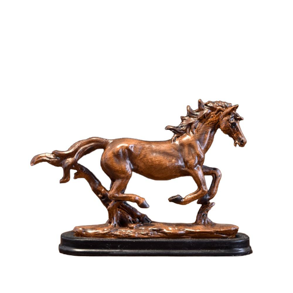 Portable Resin Feng Shui Lucky Horse Statue Attract Wealth Good Luck Office Ornaments Small Horse Sculpture Living Room