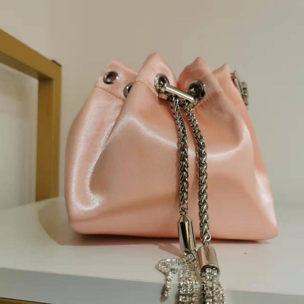 Women Bag High Quality Silk Bucket Bags Diamonds Female Personalized Shoulder Tassels Chains Handbags For Women Crossbady Bag