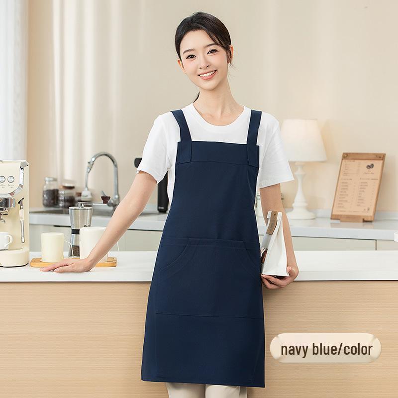Waterproof Oxford Cloth Apron with Wear-Resistant Shoulder Strap for Milk Tea Shops, Baking, and Hot Pot Restaurants - Custom LOGO Printing Available
