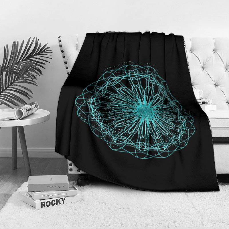 Boho Mandala Throw Blanket Geometric Pattern Fleece Festival Turkish Rug Home Decor Gift Idea