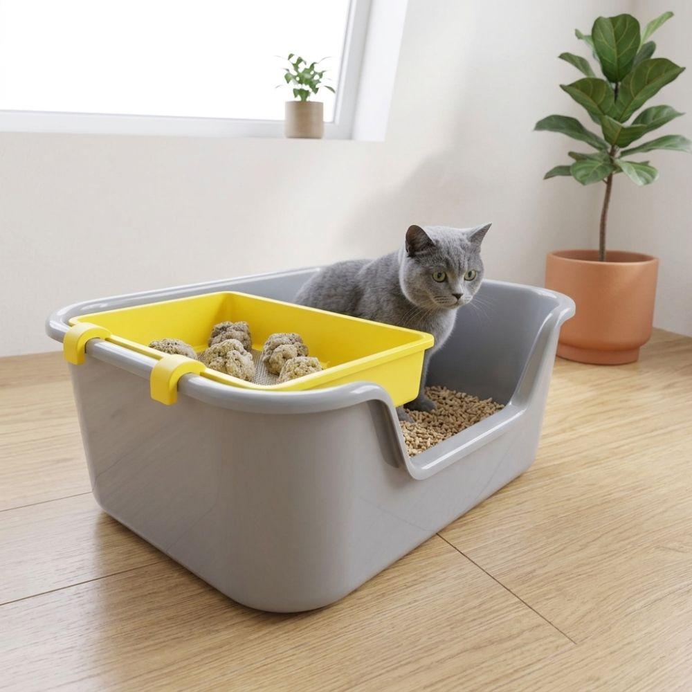 Efficient Hanging Cat Litter Sifter Fast Sifting Plastic Pet Litter Filter Tray Wear-Resistant Fine Mesh Pet Open Litter Box