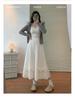 Women's White Lace High Waist A-line Umbrella Skirt - Mid-length Flare for Tall Figures
