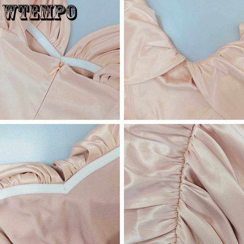 WTEMPO Off Shoulder Backless White Black Dresses Women Summer Pink Strapless Bodycon Night Club Party Mini Dress