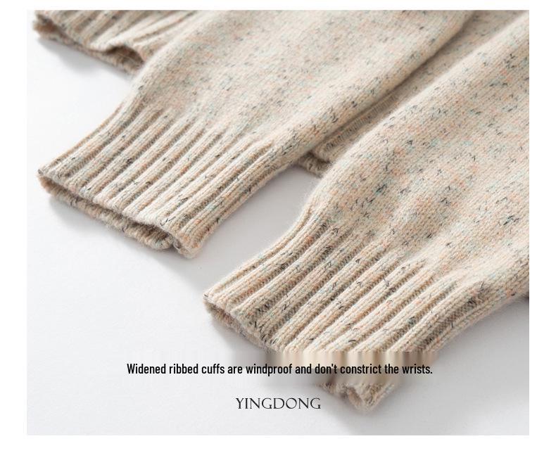 Cashmere Women's Loose Space-Dyed Round Neck Pullover Sweater - Winter Thickened Long Sleeve Knitwear