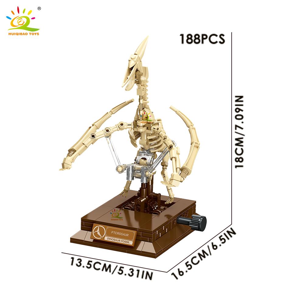 HUIQIBAO Dinosaurierskelett Fossil Modell Bausteine Triceratops Velociraptor Dino Jurassic Serie Steine für Kinder Spielzeug
