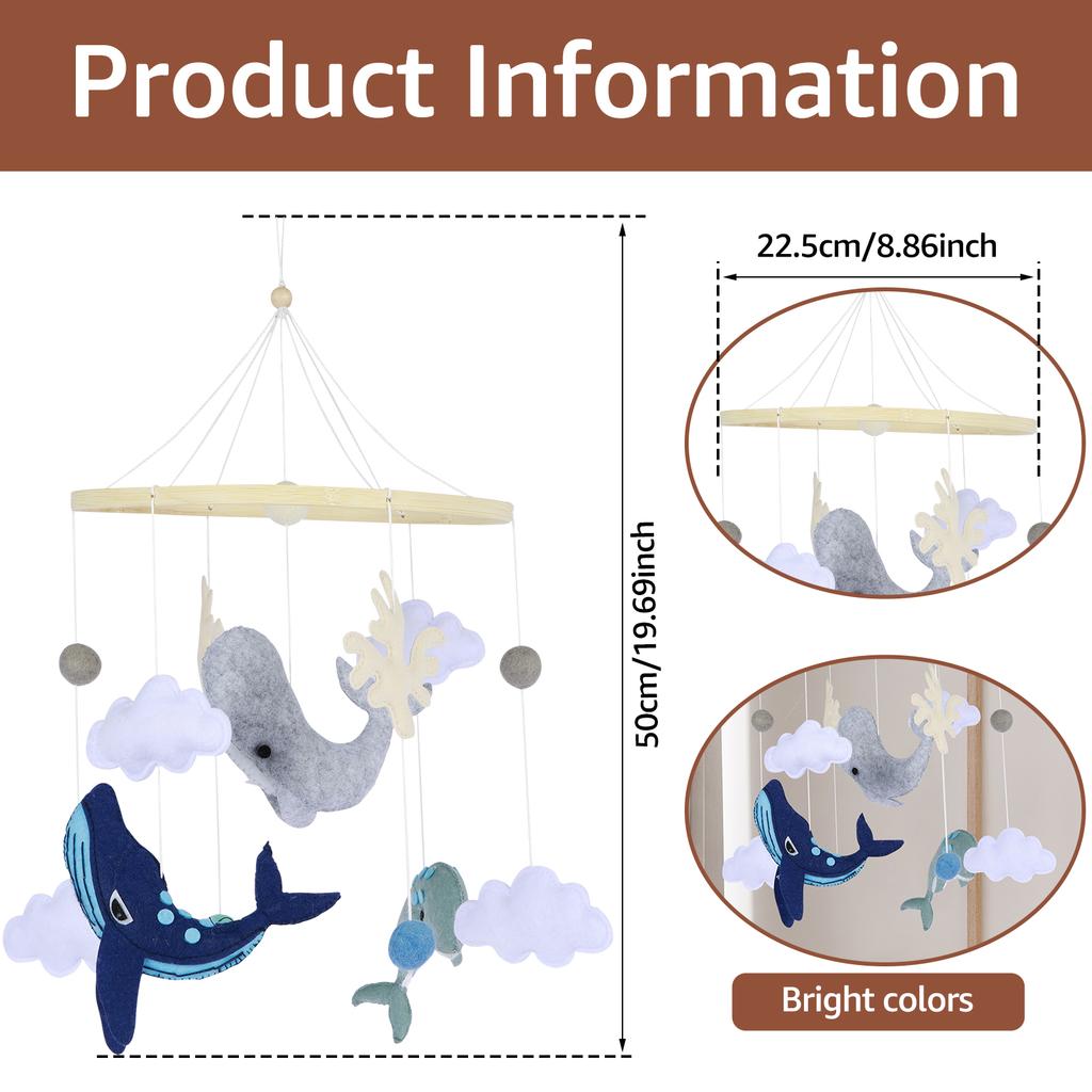 Wooden Crib Mobile Holder With Clockwork Music Box Crib Bed Bell Hanging Toy Holder Newborn Gift Rotates Crib Decoration Boom