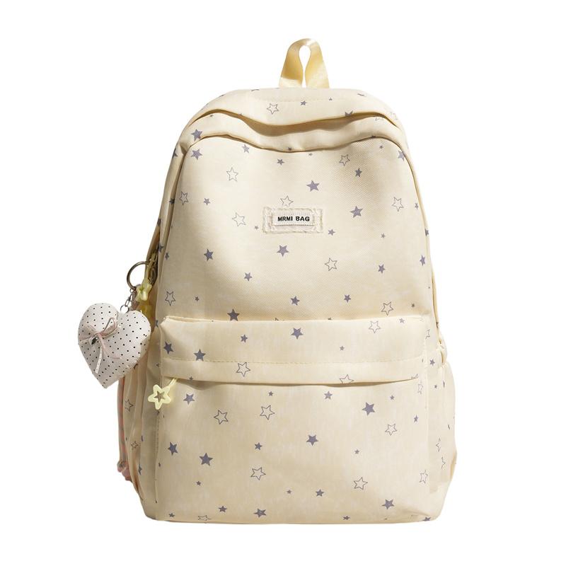 Cute Star Print Backpack for Women Lightweight Casual Daypack Travel School Bag with Multi Pockets