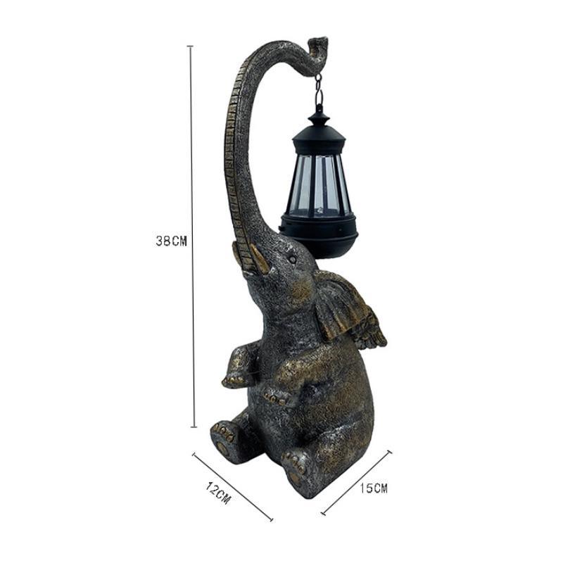 Vanntett Utendørs Solcelle Hagebelysning Elefant Hengende Lampe Dekorasjon Dyr Resin Håndverk Hage Gård Plen Lampe
