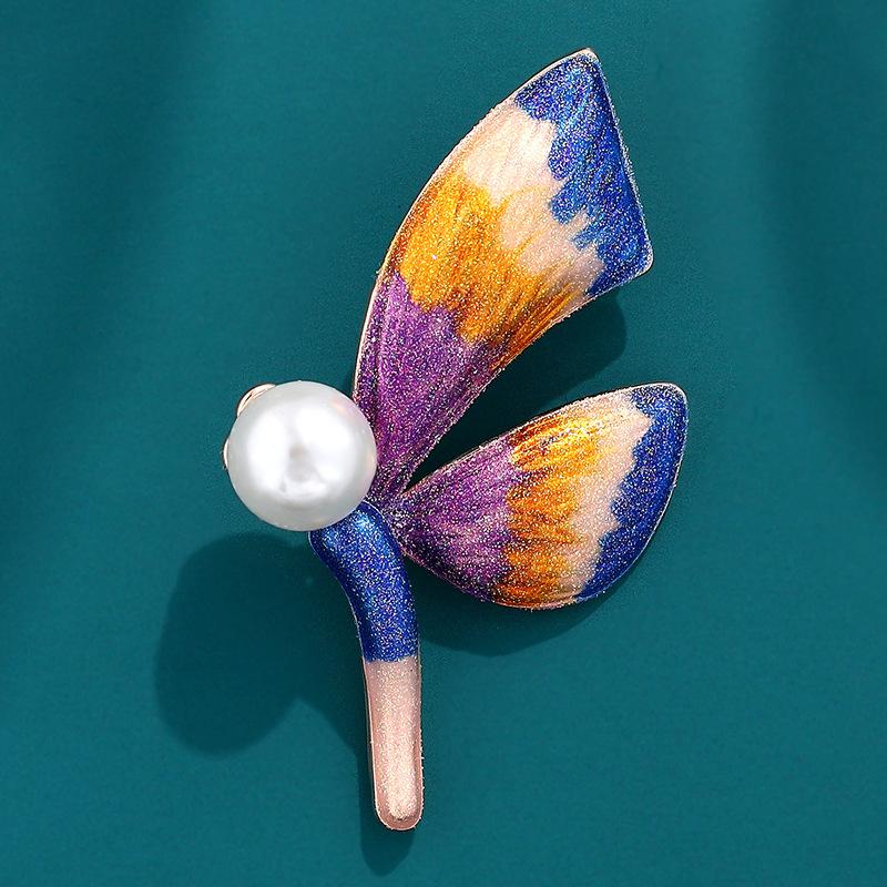 Brosche Großer Schmetterling aus Emaille im koreanischen Stil, Femininer Anti-Blend-Anstecker, Personalisierte Perlenbrosche, Anzugaccessoire