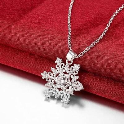Collana con Ciondolo Fiocco di Neve in Zircone Cao Shi Raffinato - Gioielli Dolci e alla Moda per le Feste