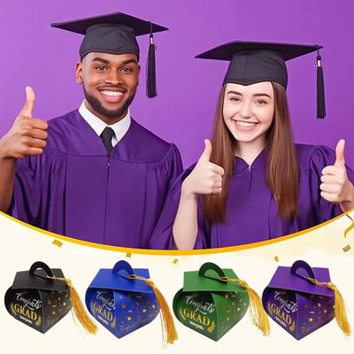 Yousheng 50 Pcs Graduation Cap Gift Box with Tassel Class of 2025 Congrats Grad Treat Box Table Centerpiece for Graduation Party Favors