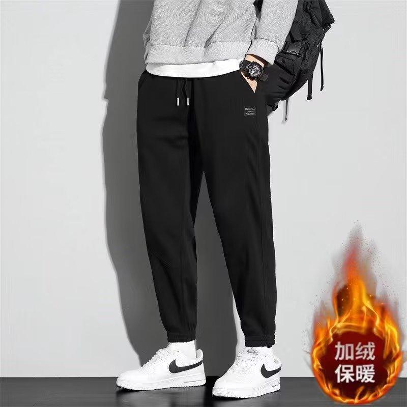Sweatpants boys autumn and winter new fleece thickened casual pants trendy leggings loose sweatpants