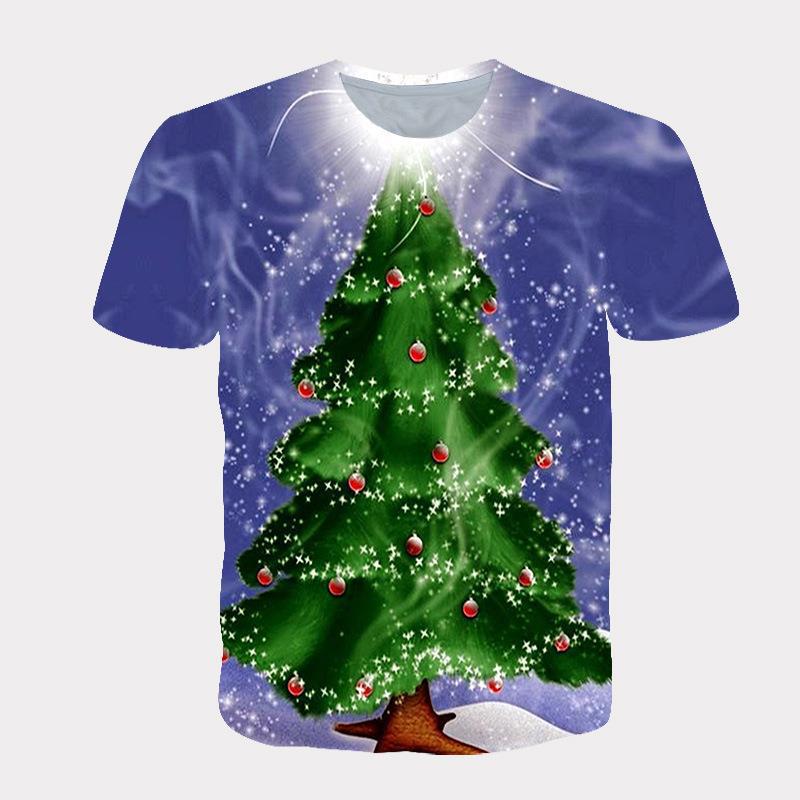 Kids T Shirts Couple Summer Christmas Tree 3D Digital Printing Casual Trendy Short Sleeve T-shirt