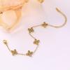 Elegant Zircon Four-Leaf Clover Bracelet for Women, 18K Gold-Plated Stainless Steel