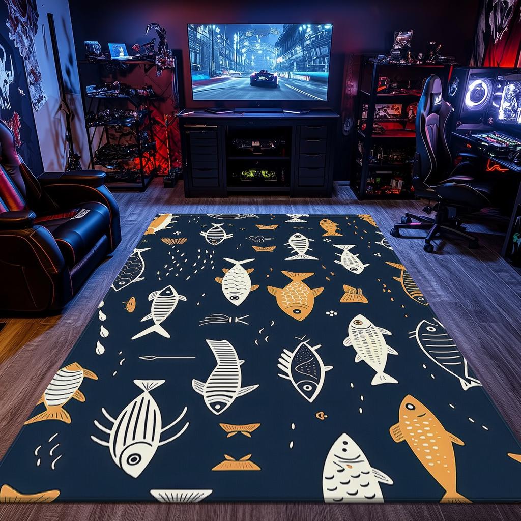 Marineblau Fische Ozean Muster Kristall Samt Teppich Unterwasser Meeresleben Design Kinderzimmer Büro Bodenmatte