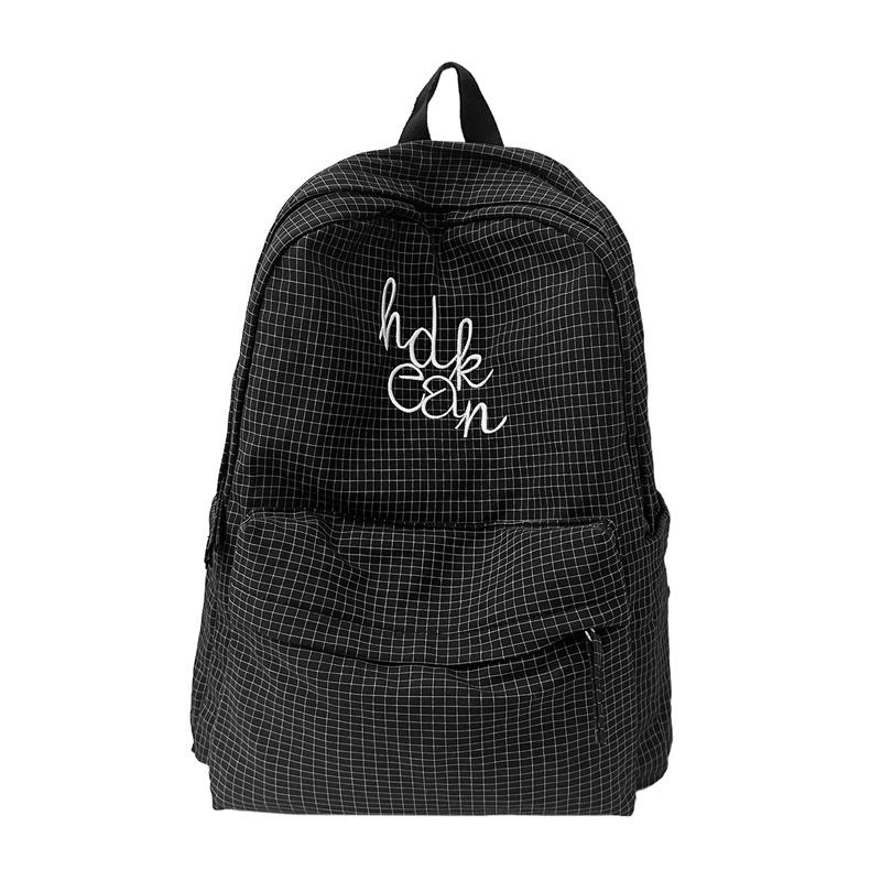 Student Schoolbag Large Capacity Backpack Plaid Lightweight Travel Backpack Small чёрный