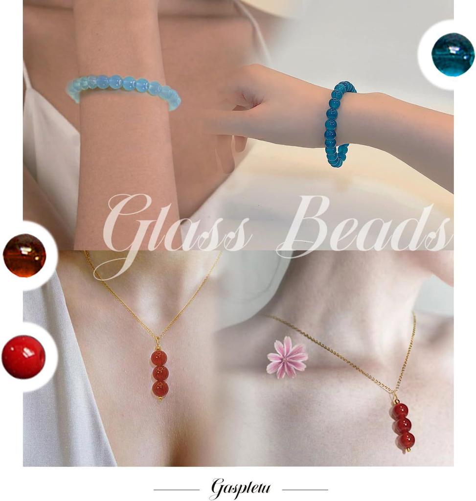 1200-Piece DIY Glass Bead Set: 24 Colors of 8mm Crystal Beads for Jewelry Making