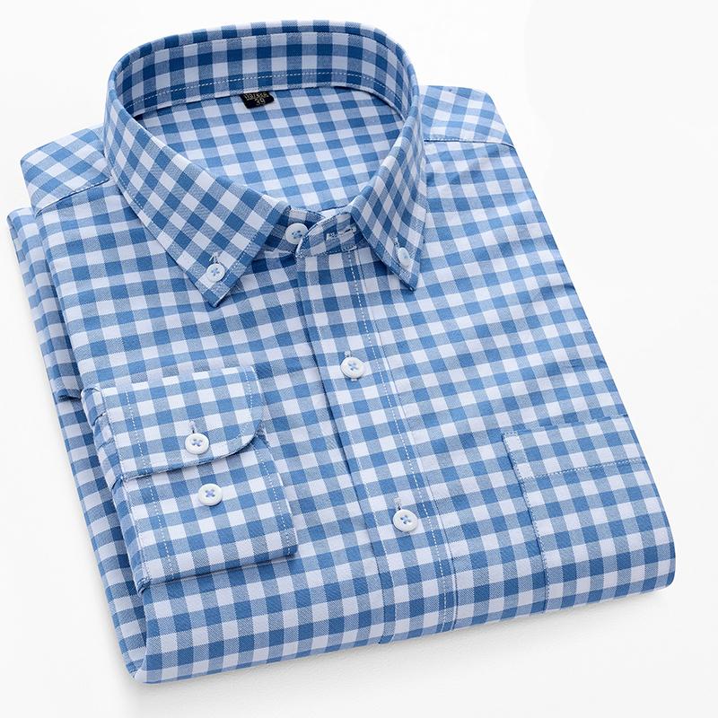 Wysokiej jakości nowa koszula Oxford 100% bawełna z długim rękawem dla męskich koszul wizytowych miękka wygodna o regularnym kroju odzież codzienna męska