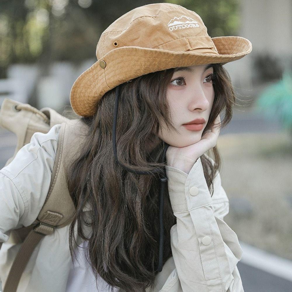 Sunscreen Jeans Fisherman Hat Adjustable Sunscreen Hat Sweet Denim Bucket Hat  Women
