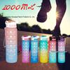 Gradient Frosted Sports Water Bottle with Handle and Straw – 1000ml Large Capacity Outdoor Use
