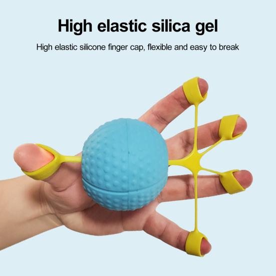 Hand Grip Strength Trainer Ball with Elastic Silicone Finger Cot Slow Rebound Anti-slip Hand Rehabilitation Stretching Exercise Equipment