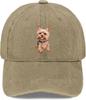 Yorkshire Terrier Dog Print Distressed Baseball Cap Soft Washed Adjustable Casual Outdoor Hat