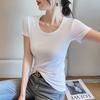 Women's 2025 Slim Fit White Round Neck Short Sleeve Pure Cotton T-Shirt