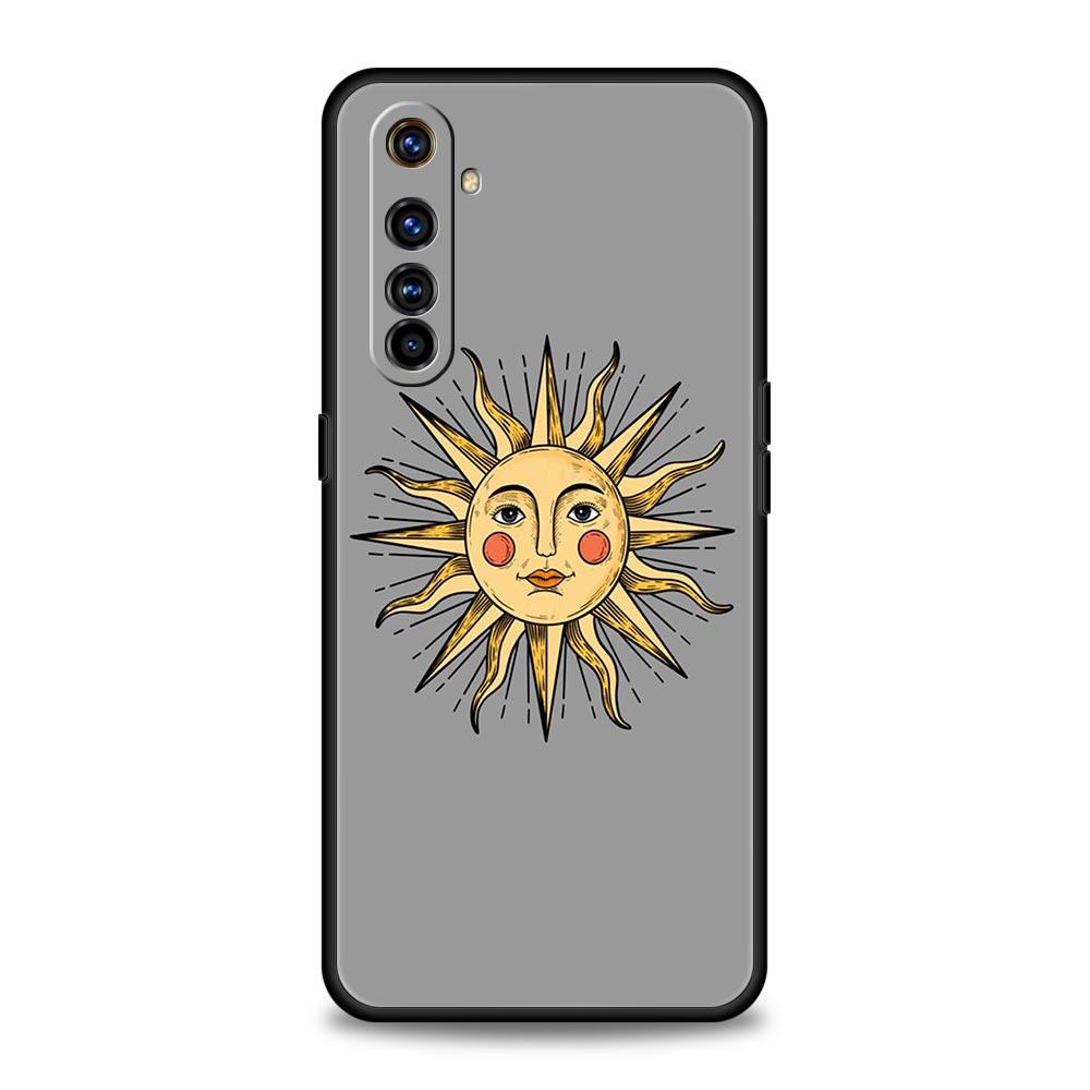 Funny Sun Moon Angel Eyes Phone Case For Realme 10 9 8 5G 7 6 GT2 Pro Plus 9i 8i C21 C11 C25 C35 GT Neo 2 3 3T Soft Black Cover